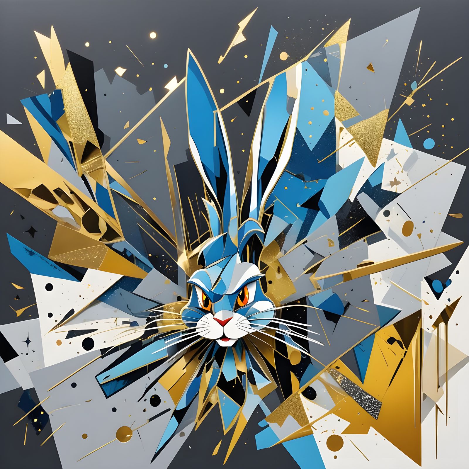 Abstract Bugs Bunny Collage with Gold Foil