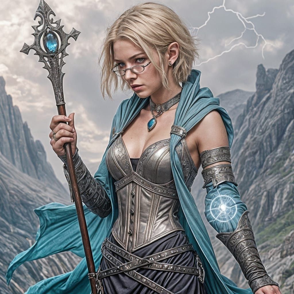 Hyperrealistic Half-Elf Sorceress with Lightning Powers