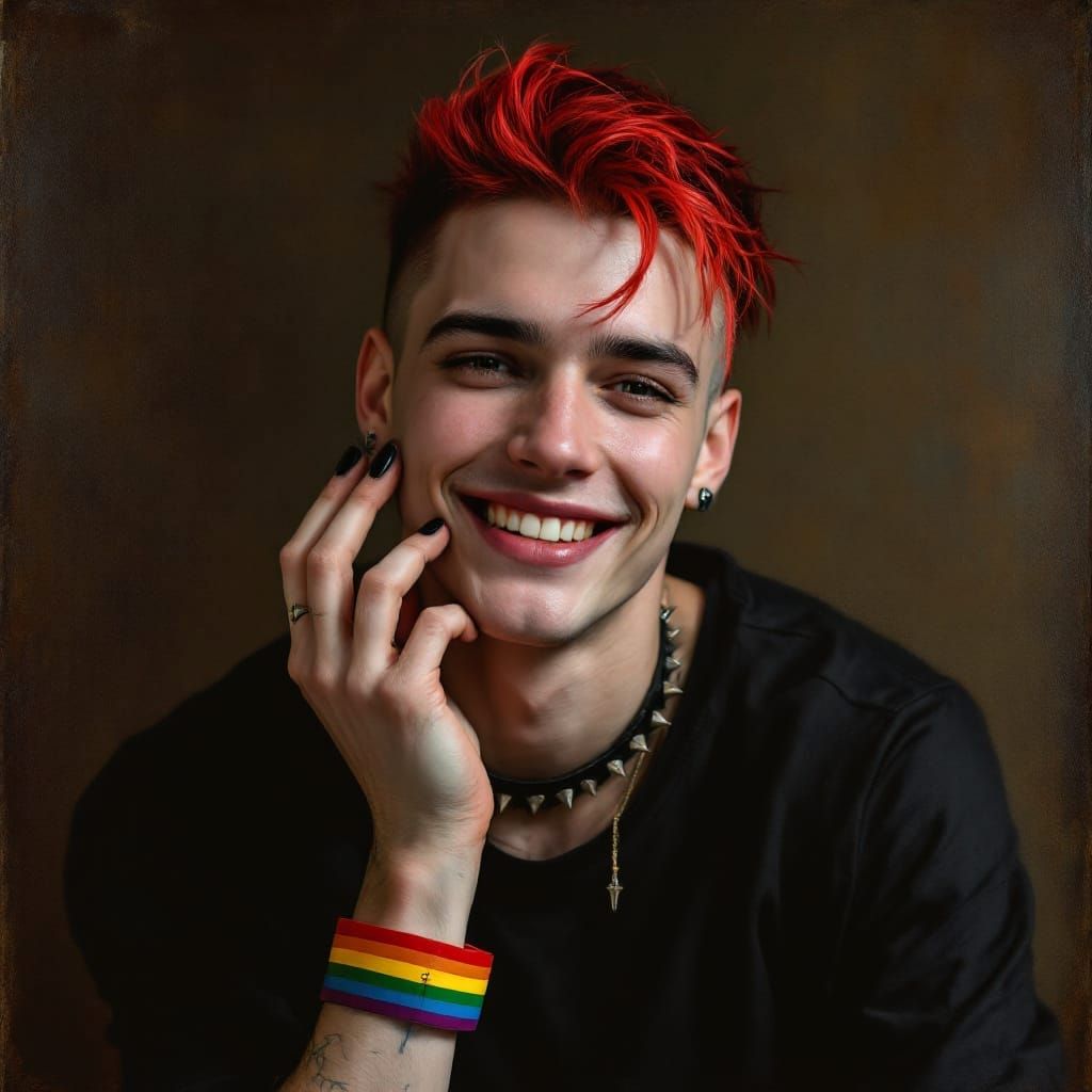 Renaissance Goth Punk Man Portrait