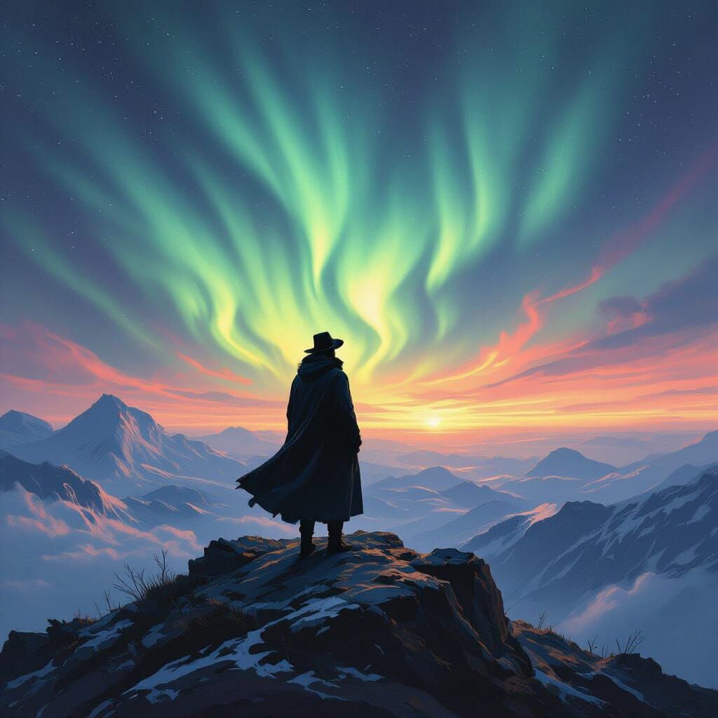 Aurora Borealis Over Norway in Romantic Style