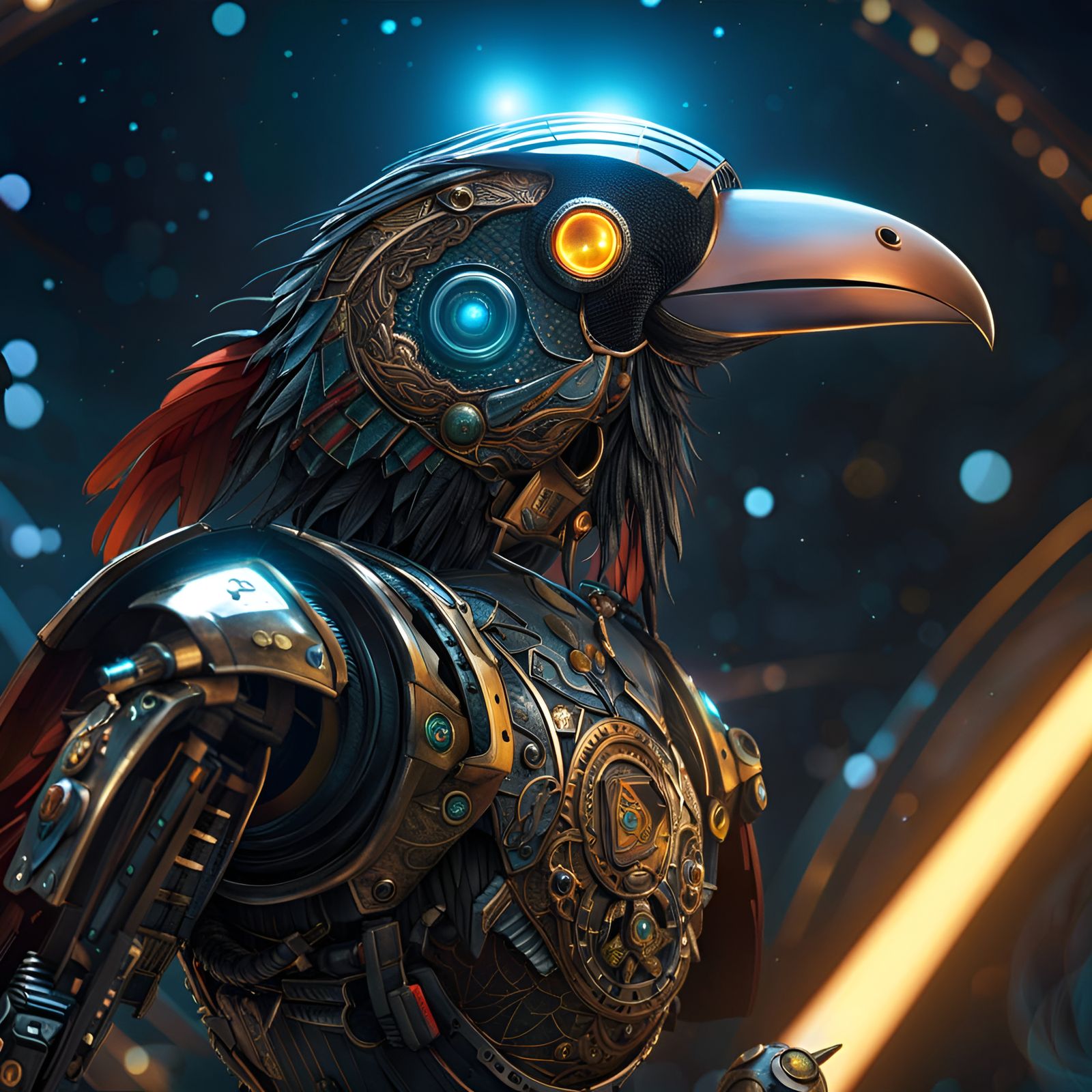 Space Pirate Robot Parrot: Digital Illustration