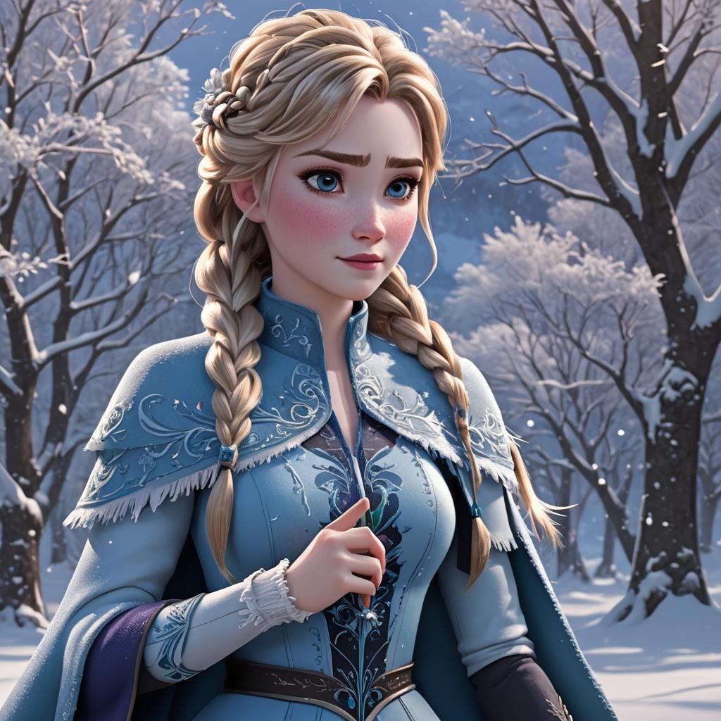 Disney Frozen in Detailed 3D Anime Style