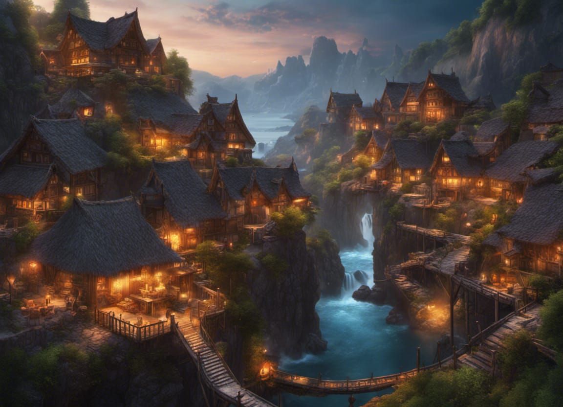 Cliffside Village with Terraced Pools in Unreal Engine