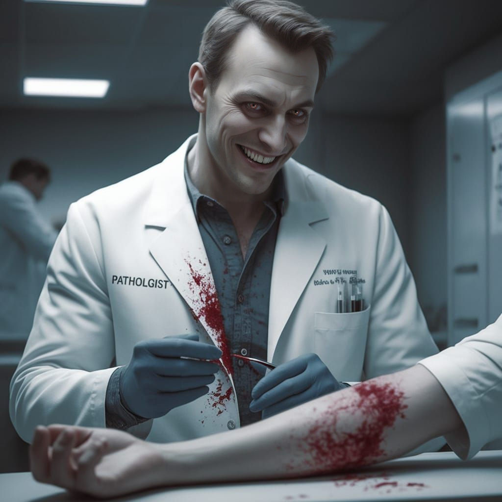 Vampire Pathologist Conducts Midnight Blood Draw