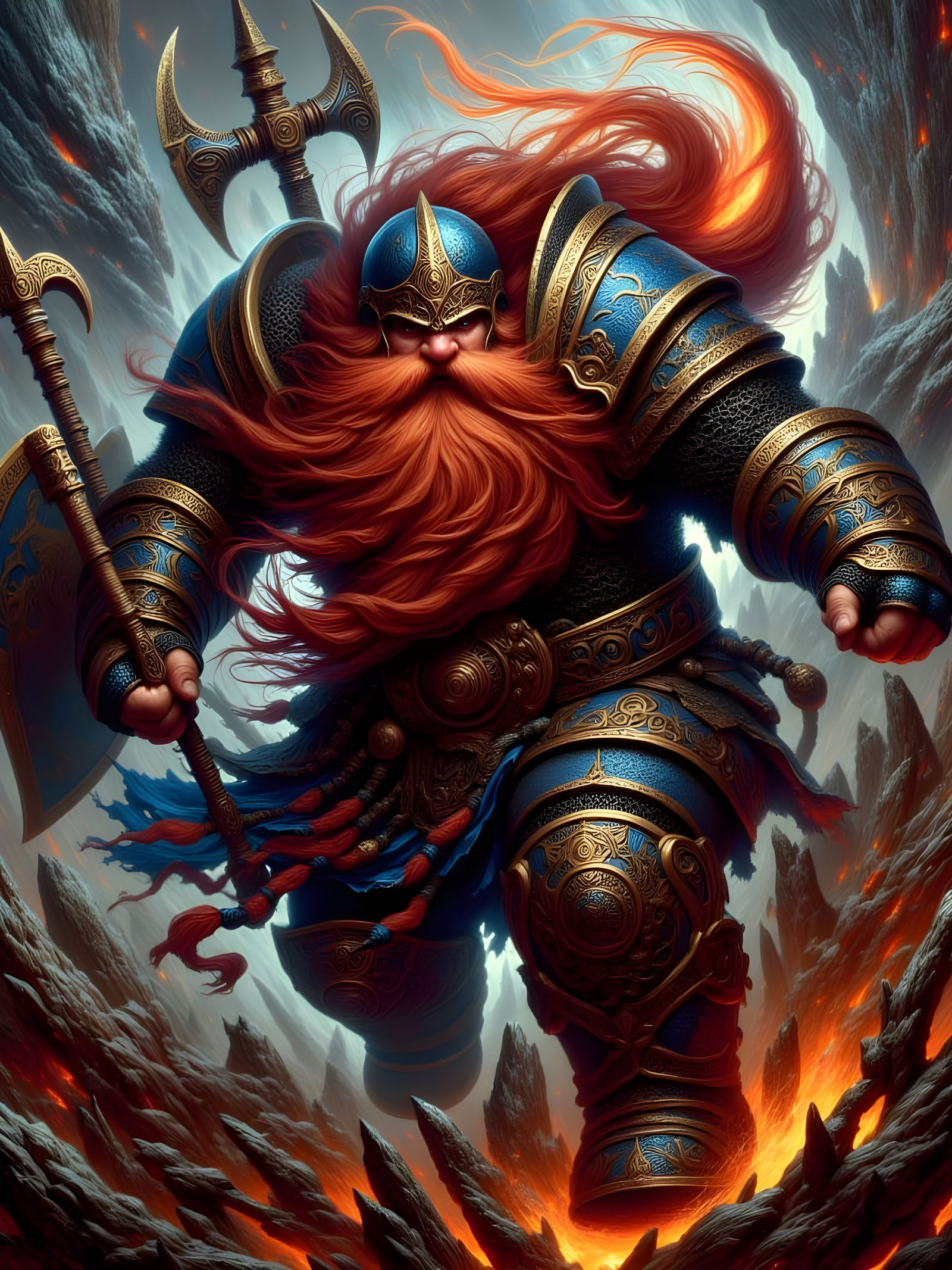 Epic Fantasy Lord Charging into Battle