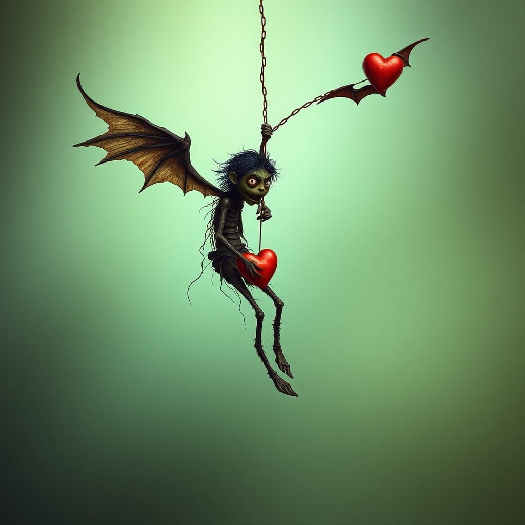 Surreal Grumpy Figure Returns Heart with Haunted Pantaloons