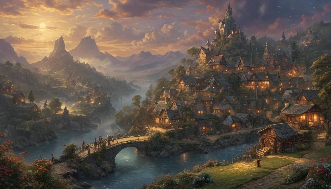 Ethereal Fantasy Scene in Kinkade Style