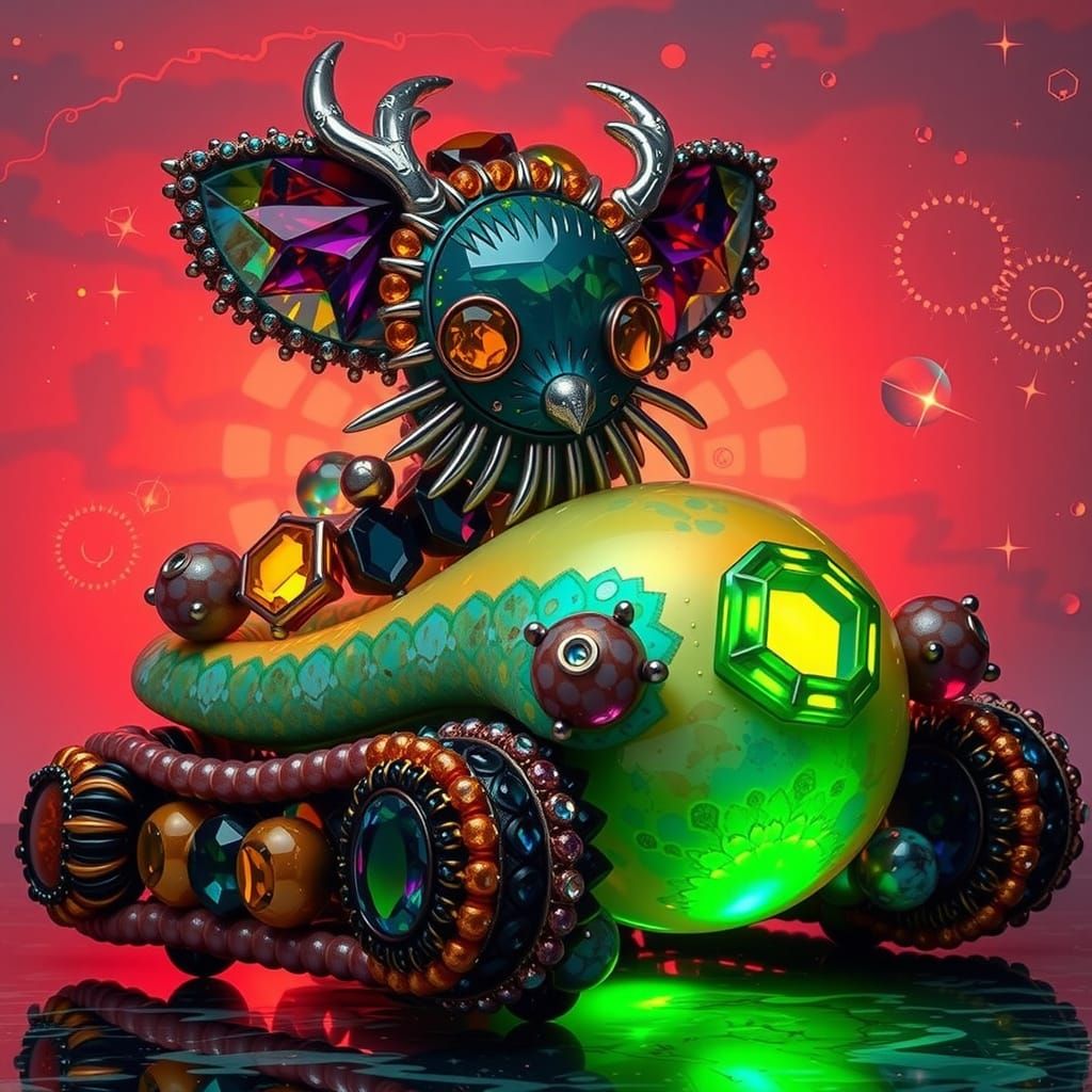 Colorful Gemstone Beads Arrangement in Illustrative Style