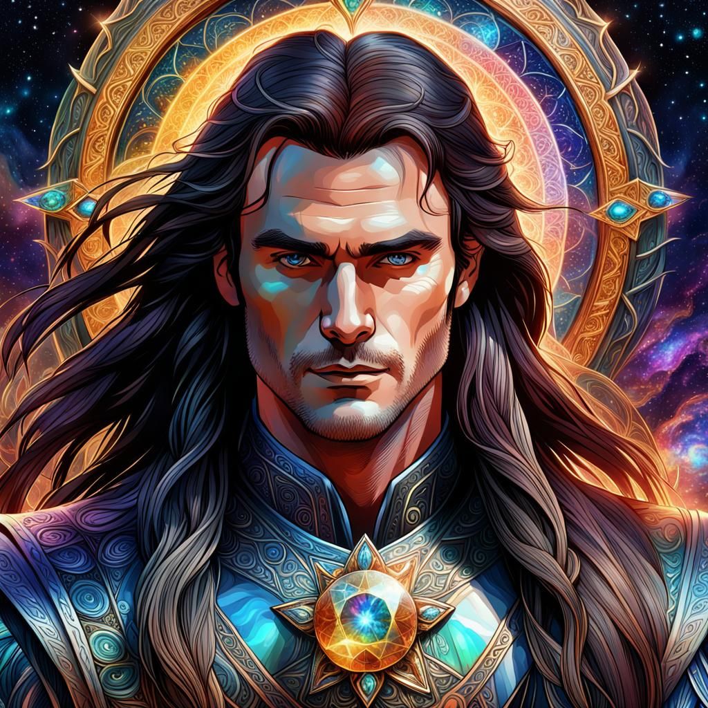 Jeweler Forging Gems in Astral Cosmic Illustration