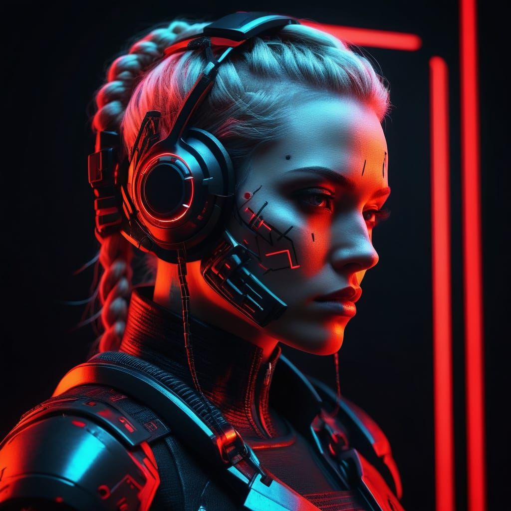 Cyberpunk Goddess in Photorealistic Armor