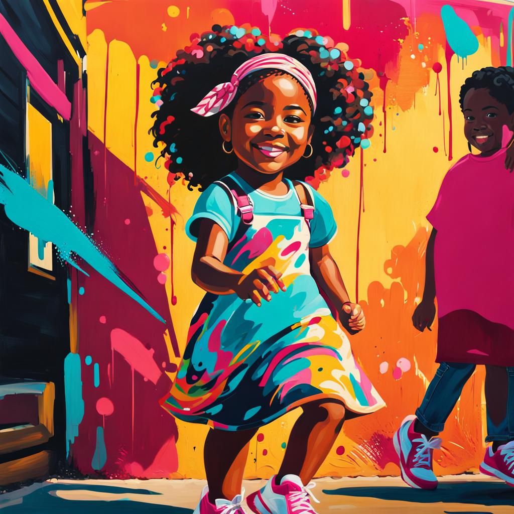 Street Art: Girl and Mother Go to Salsa Class