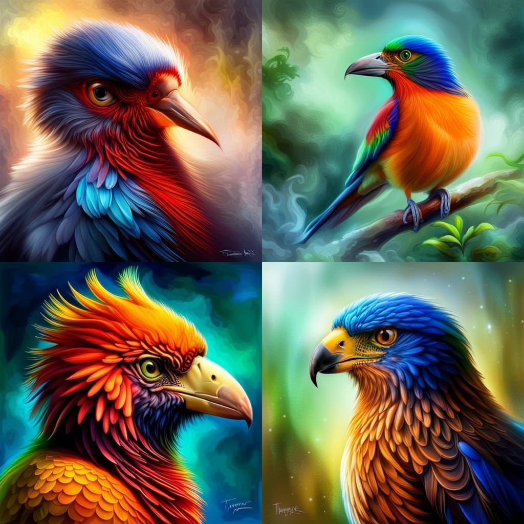 Exotic Bird Species in Hyperdetailed Digital Art