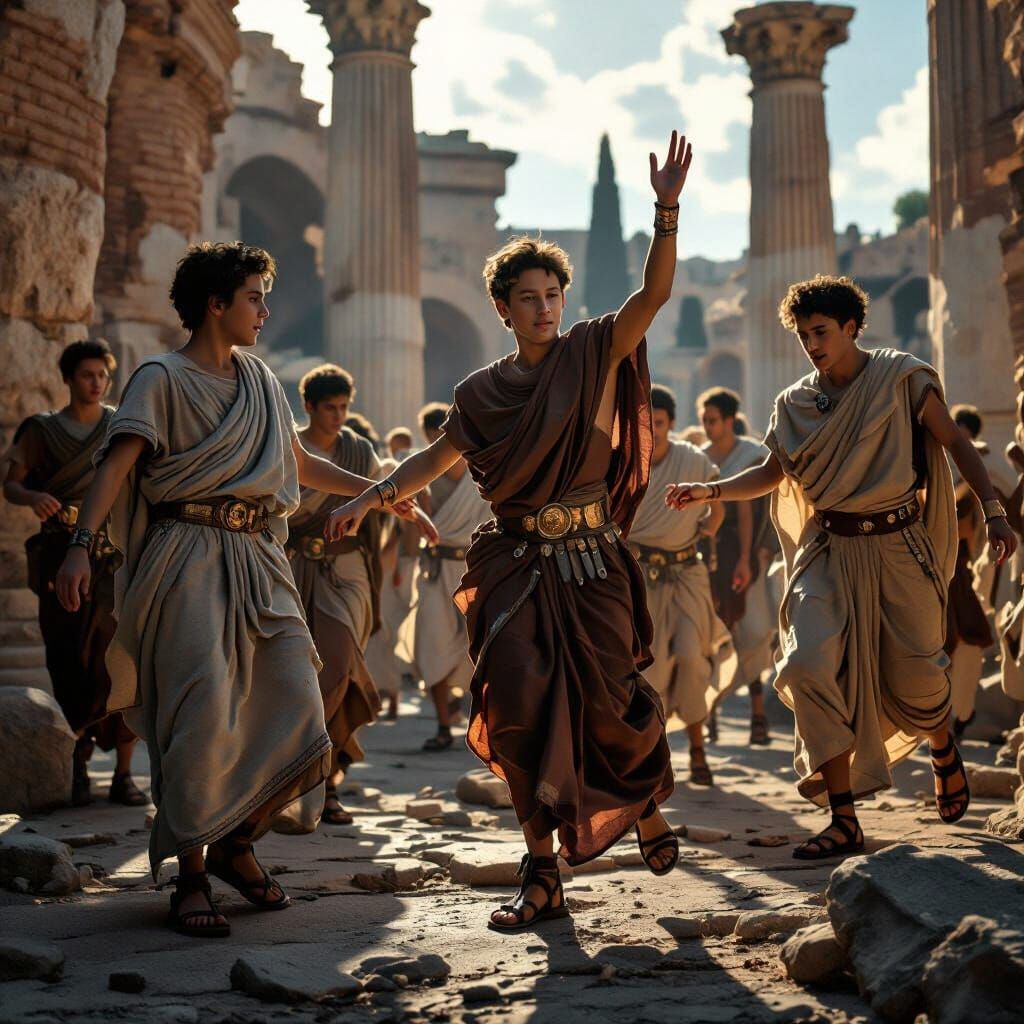 Roman Boy Band Dancing in Forum Ruins