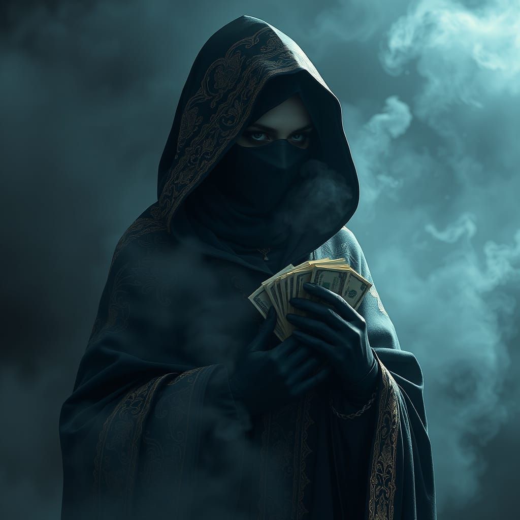 Dark Priestess in Eerie Mist, Dark Fantasy Style