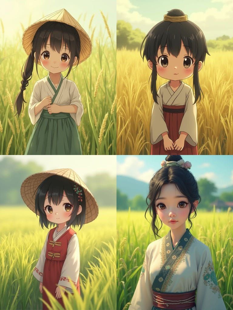 In a refined anime style with soft pastel tones, delicate sh...