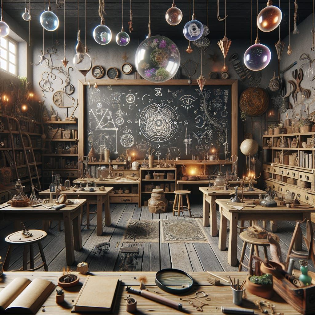 Whimsical Magical Classroom Scene