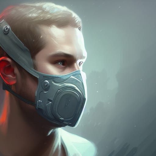 Connor Jessup Portrait with Face Mask, Detailed Art