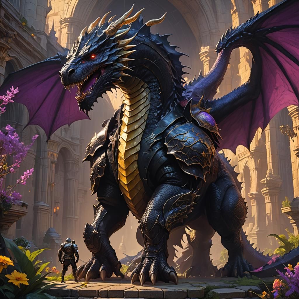 Knight and Dragon in Dark Fantasy Style