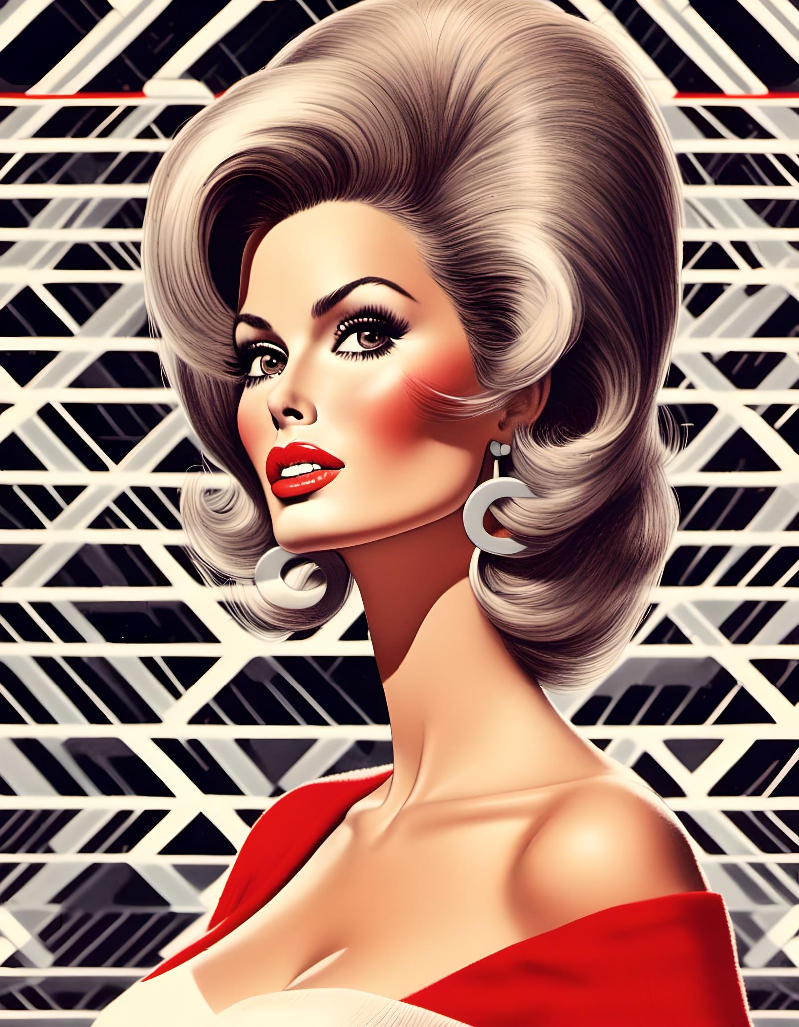 Space Age Art Deco Portrait in Pop Art Style