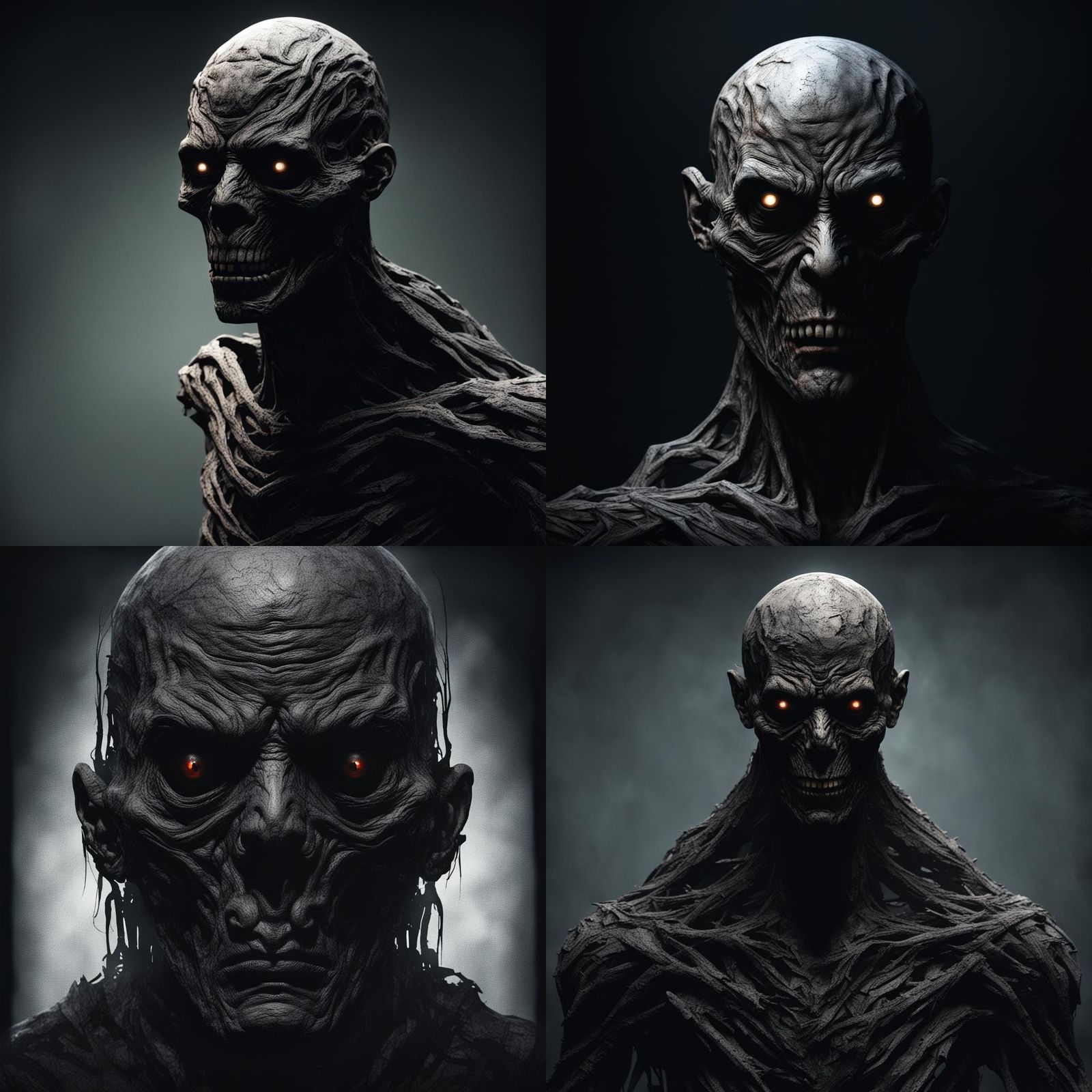 Realistic Dark Humanoid Being with No Features