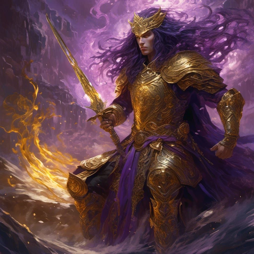 Warrior in Ethereal Light: Art Nouveau Fantasy