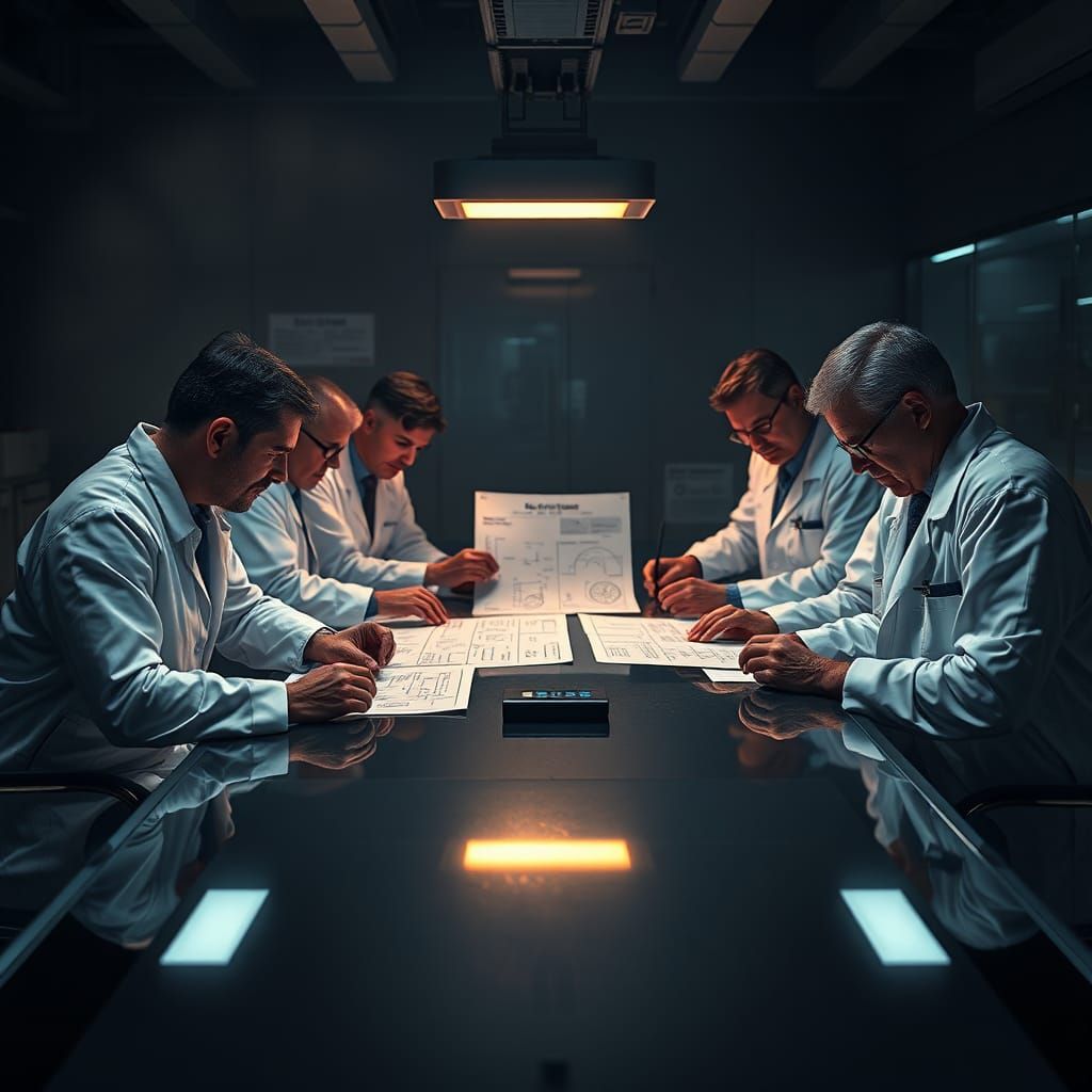 Intense Scientists Plan in Atmospheric High-Tech Lab