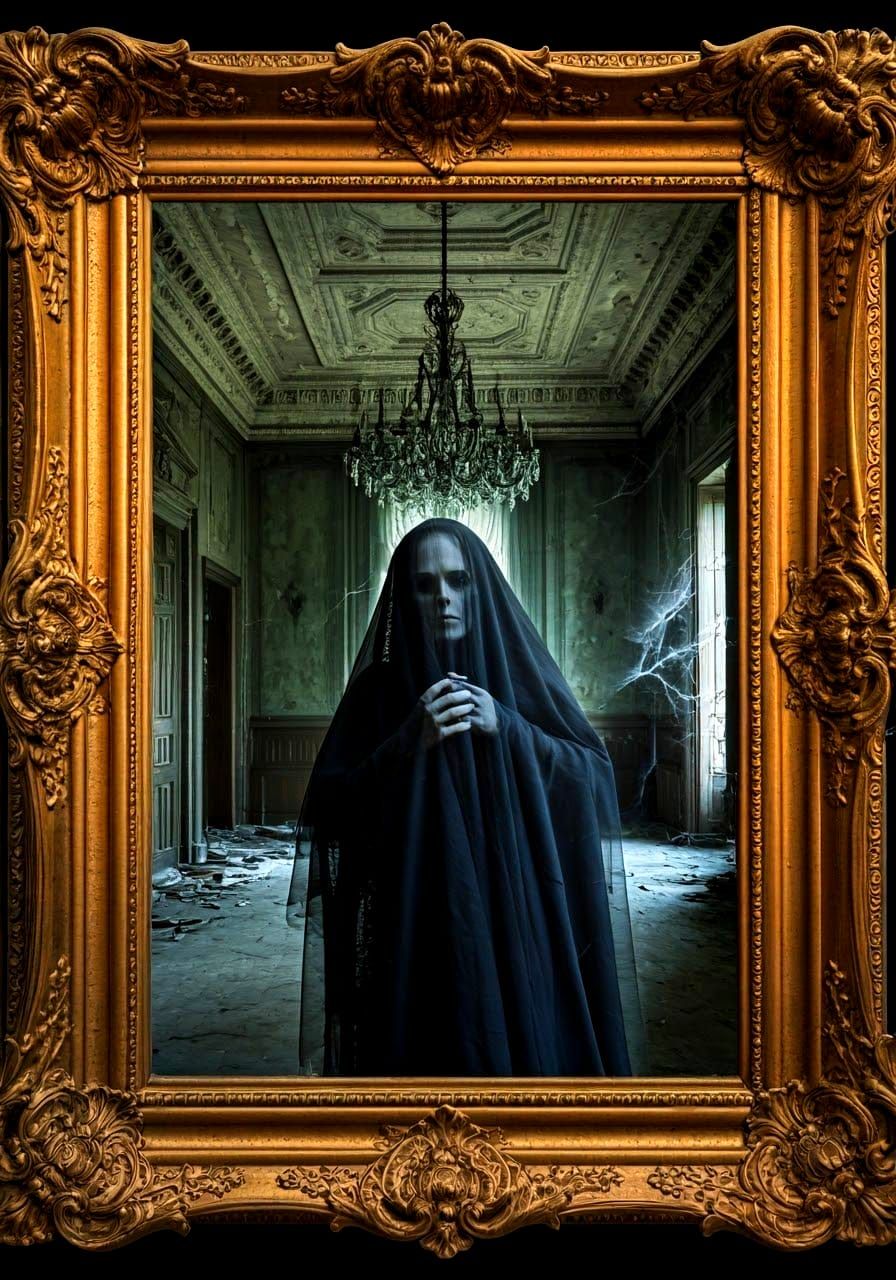 Eerie Gothic Masterpiece in Ornate Frame