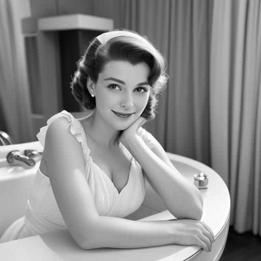 Elegant 1950s Woman in White Dress