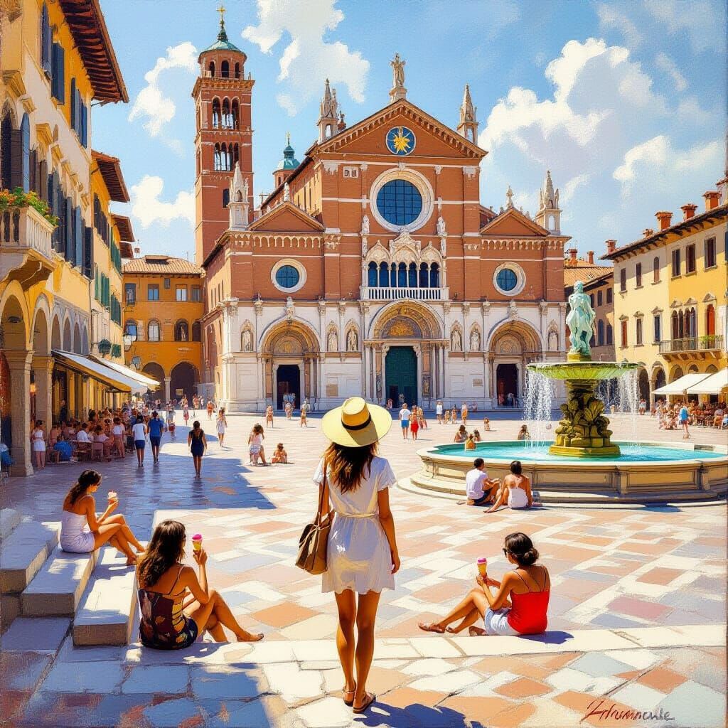 Piazza Maggiore, Bologna: Impressionist Summer Scene