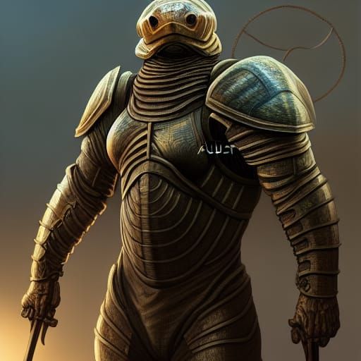 Armored Turtle Knight Portrait in Hyperrealism Style