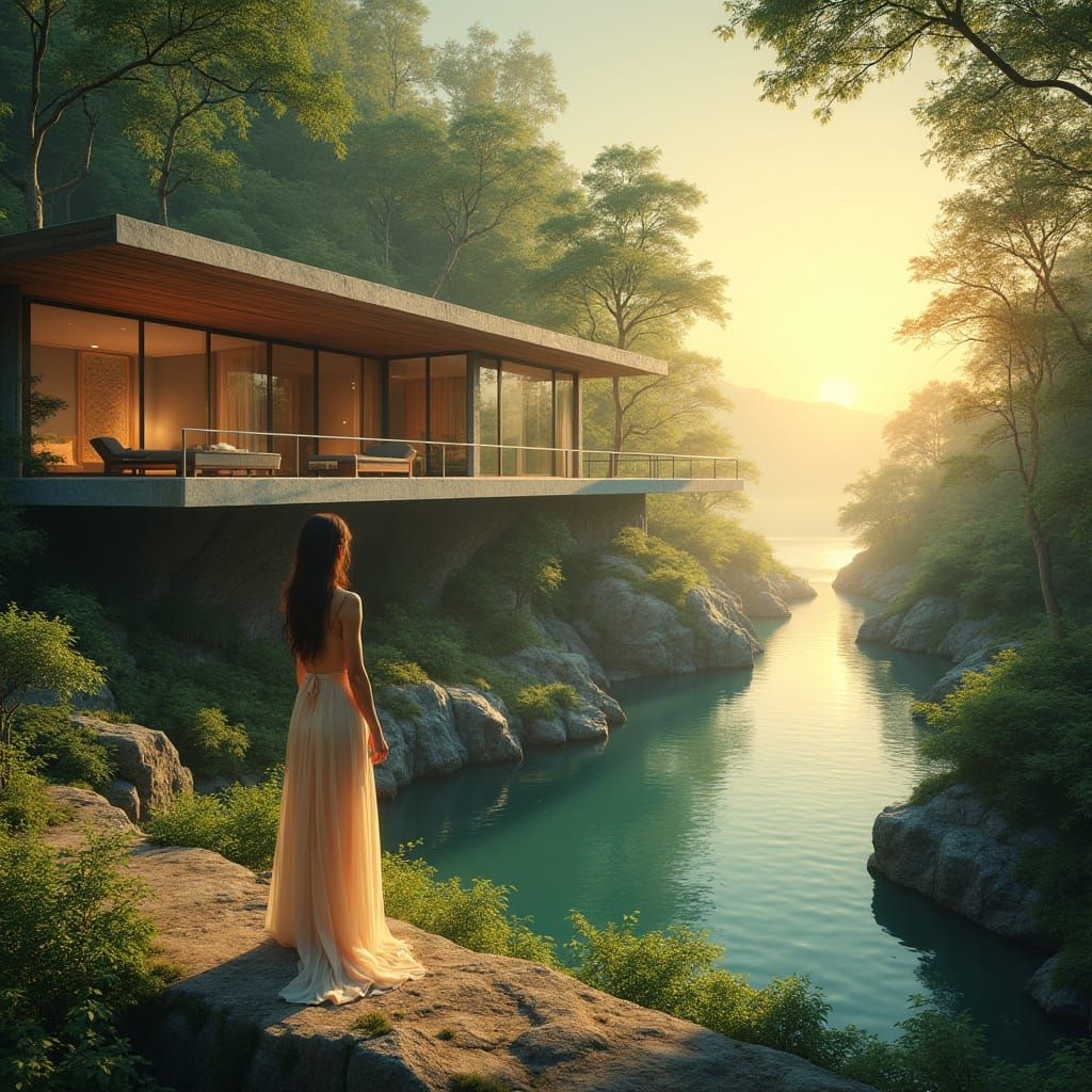 Ethereal Nature-Inspired Villa with Woody and Concrete Moder...