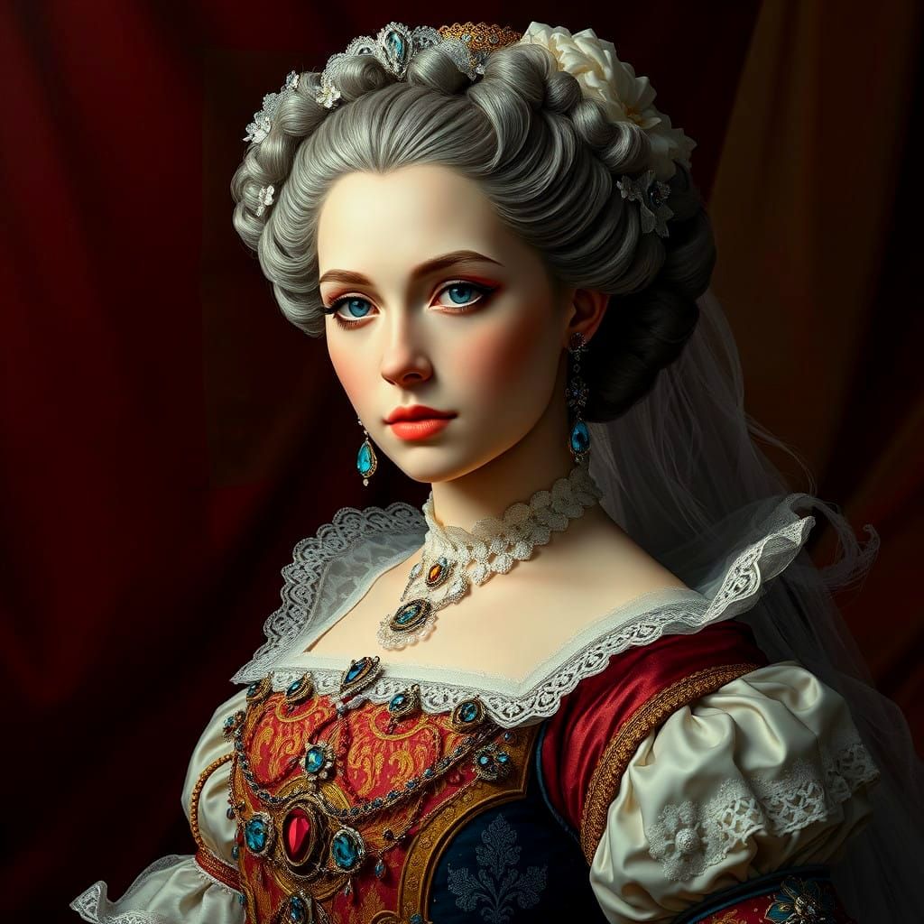 Maria Antonieta de Francia in Triadic Colors Hyperreal Portr...