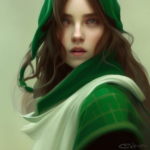 Slytherin Girl Portrait in Hyperdetailed Style