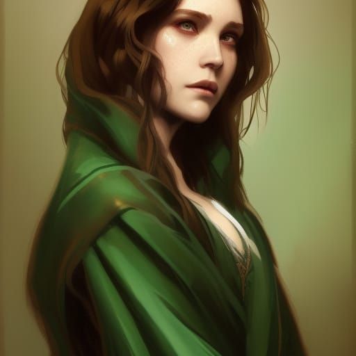 Slytherin Girl Portrait in Art Nouveau Style