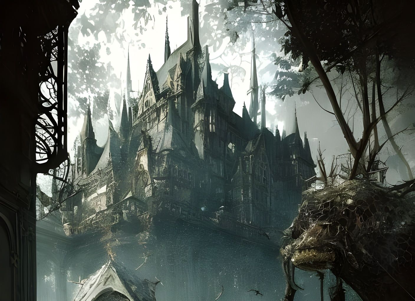 Spiderweb Castle: Hyperrealistic Fantasy Concept Art