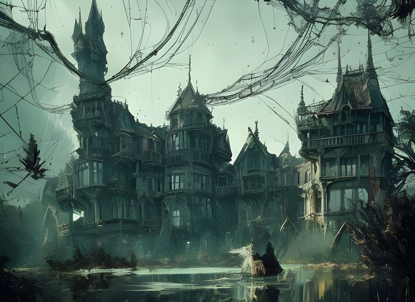 Spiderweb Castle: Hyperrealistic Fantasy Concept Art