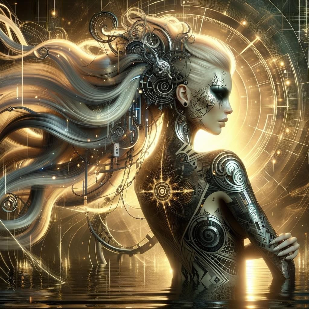 Biomechanical Entity in Gothic Art Deco Style