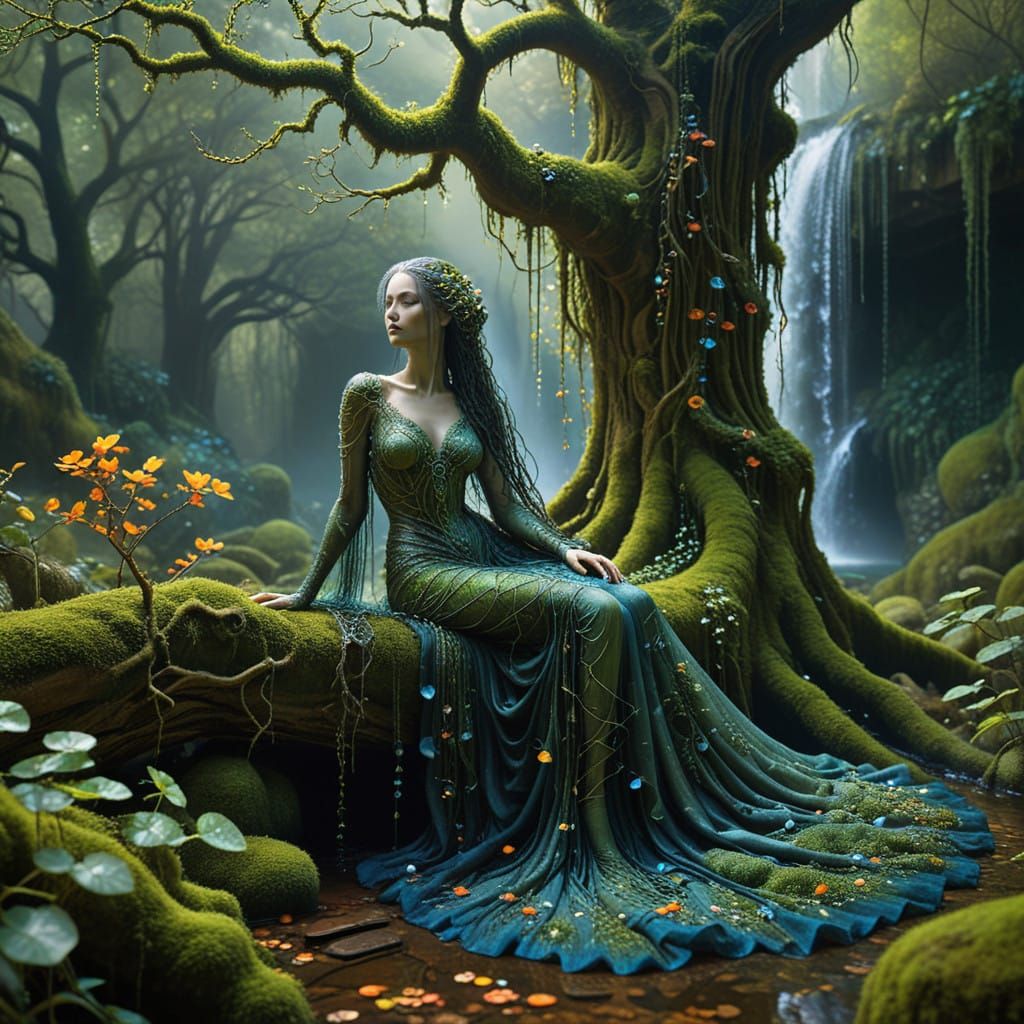 Serene Nymph in Ethereal Forest