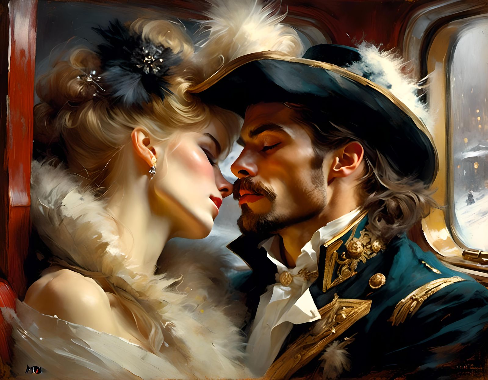 Passionate Kiss in Snowy Russia, Bussière Style