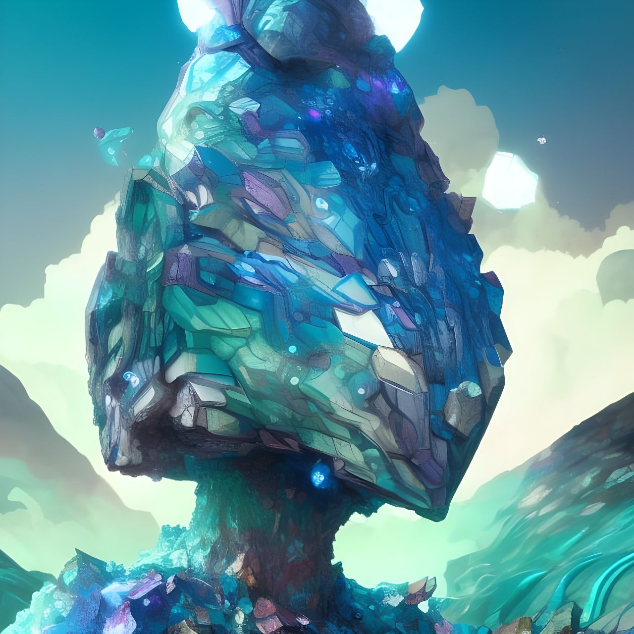 Luminous Crystal Fortress in Romantic Style