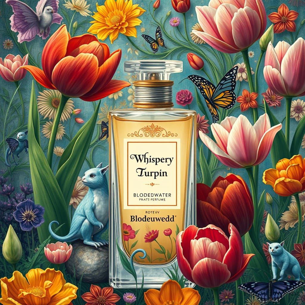 Fantasy Perfume Bottle in Klimt-Inspired Artistic Style