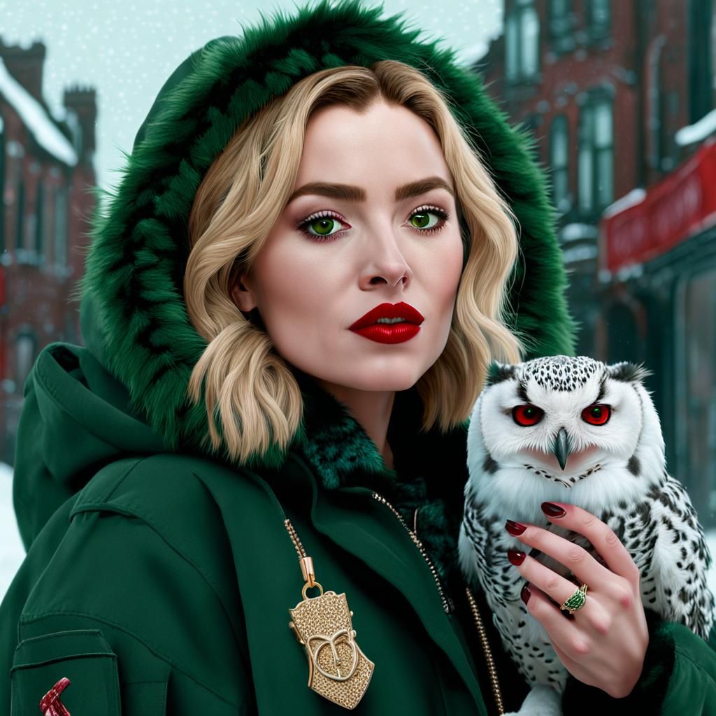 Peyton List as Slytherin Queen with Snowy Owl