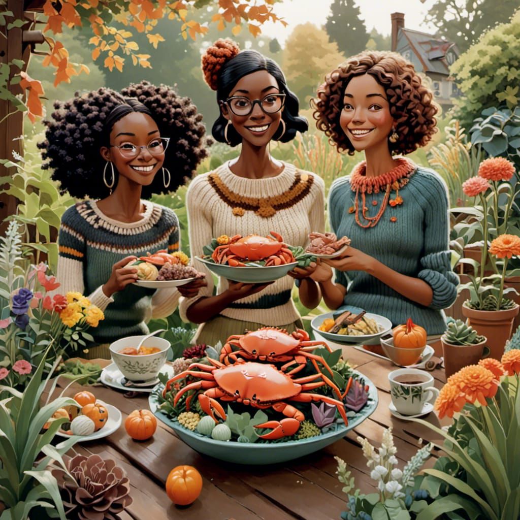 Crab Feast with Smiling Girlfriends