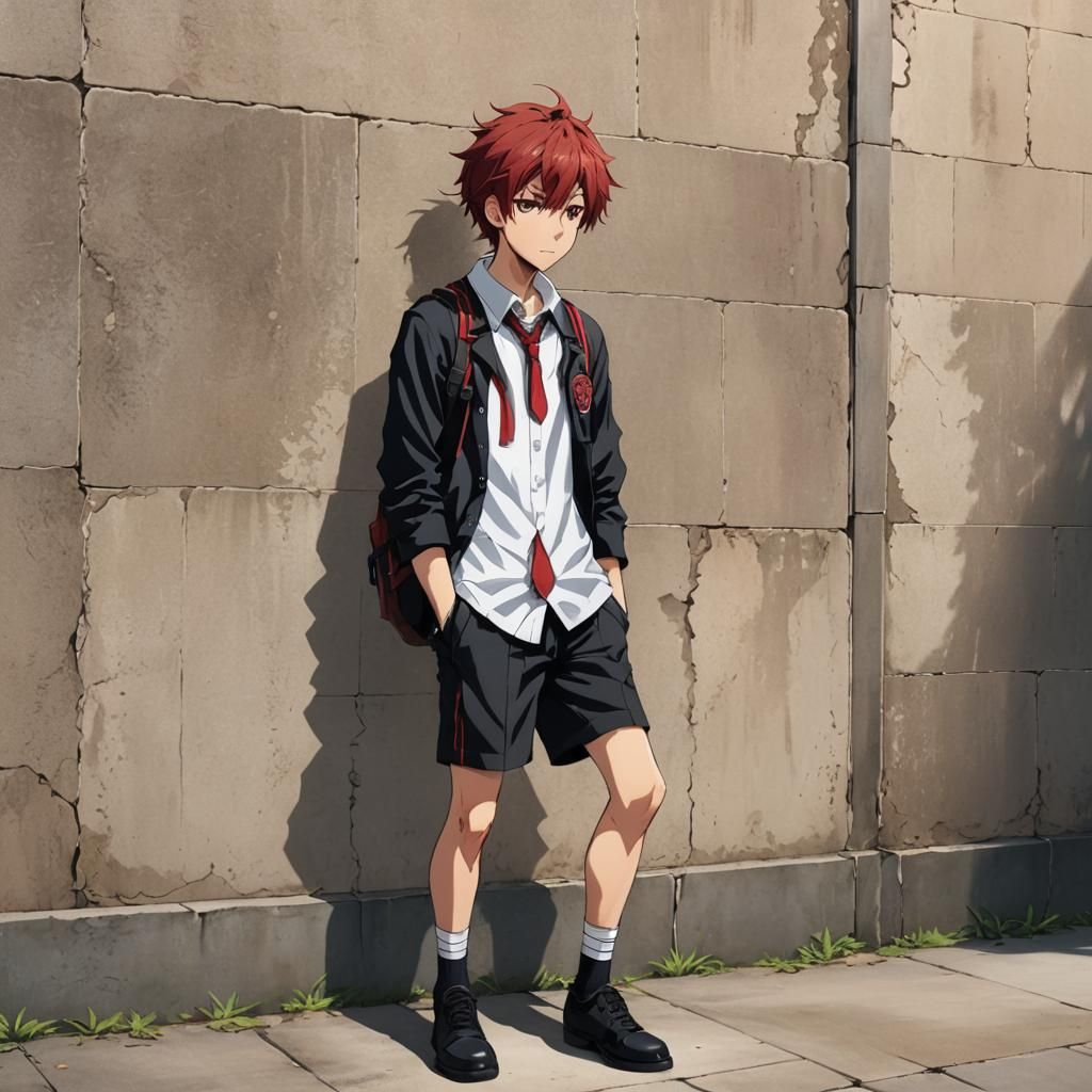 Anime Man in Manga Style with Red Hair