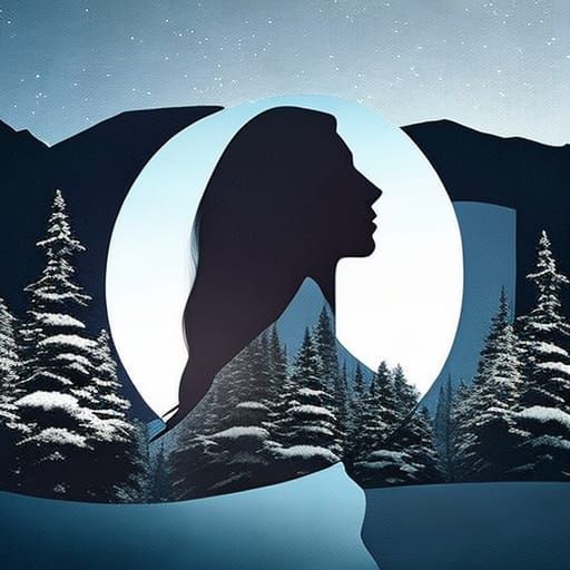 Surreal Double Exposure Portrait with Mountains