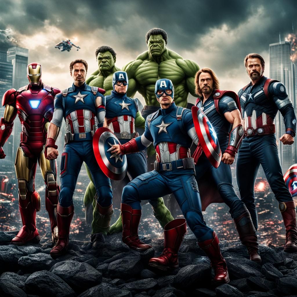 Hyperrealistic Avengers in Cinematic Composition