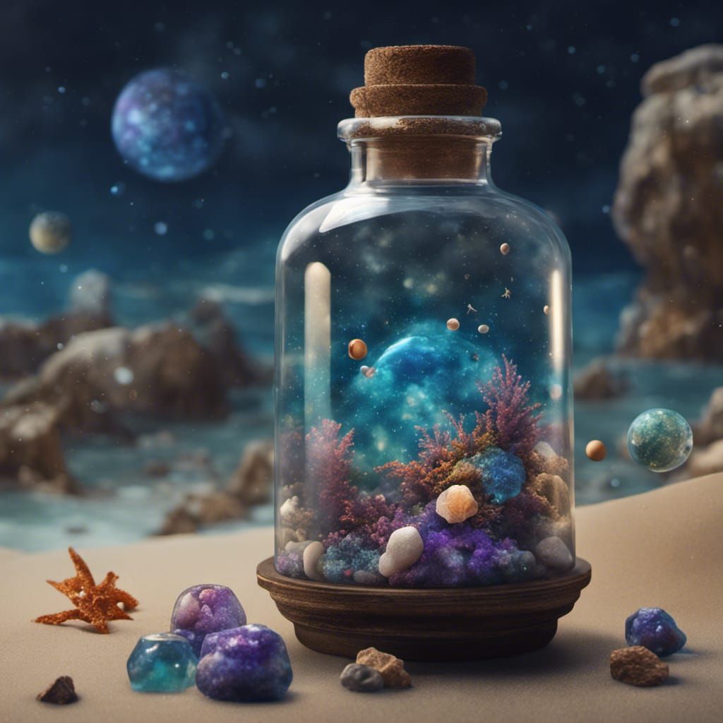 Galaxies in a Bottle Terrarium: Fantasy Concept Art