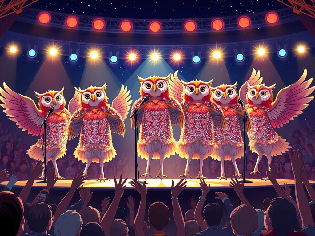 Female Owls Rock the Stage in a Vibrant Miyazaki-Inspired Co...