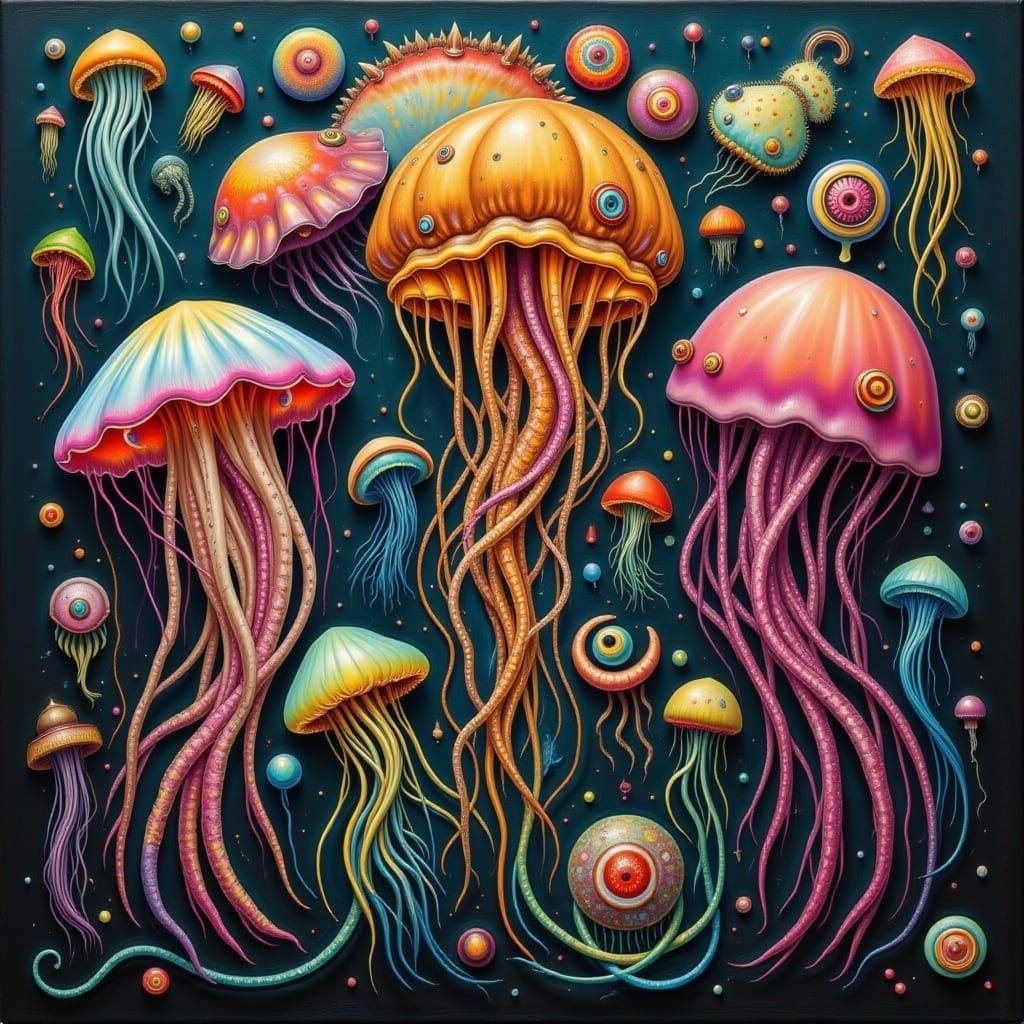 Bioluminescent Jellyfish in Vibrant Bloom