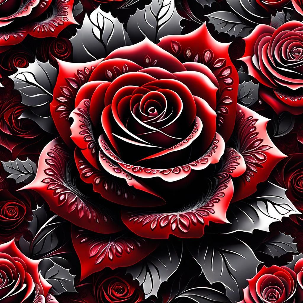 Hyperdetailed Roses in Abstract Surrealist Style
